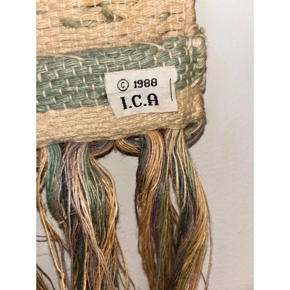Vintage Southwestern Cactus Woven Wall Hanging Tapestry Tassels 1988 ICA - Picture 8 of 9